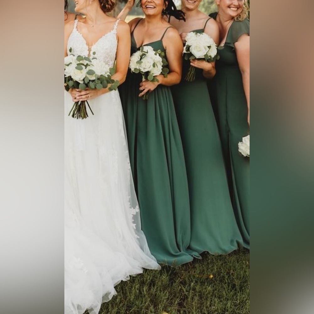 Azazie zeya Eucalyptus Flowy V-Neck Pleated Chiffon Dress
